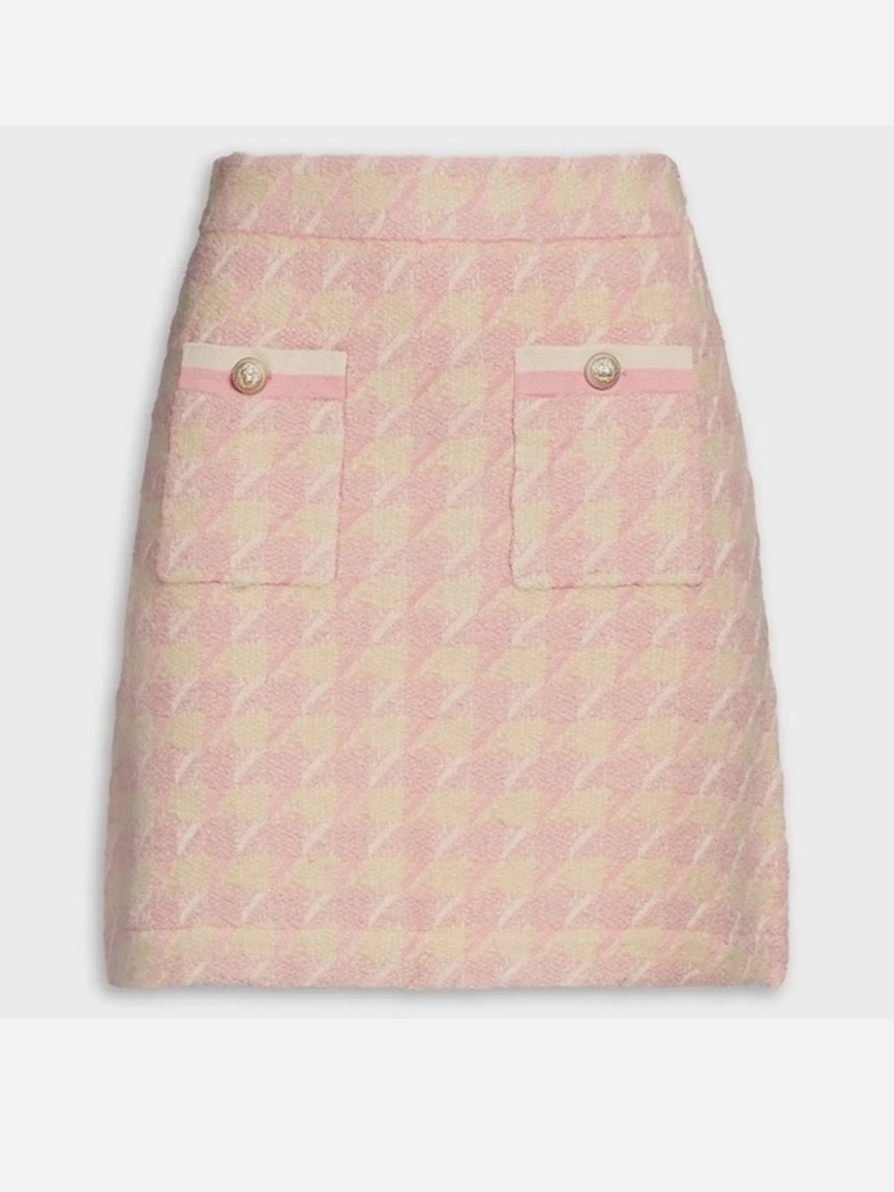 The Sandro Pink Louisa Houndstooth Jacquard-Knit Cotton Mini Skirt